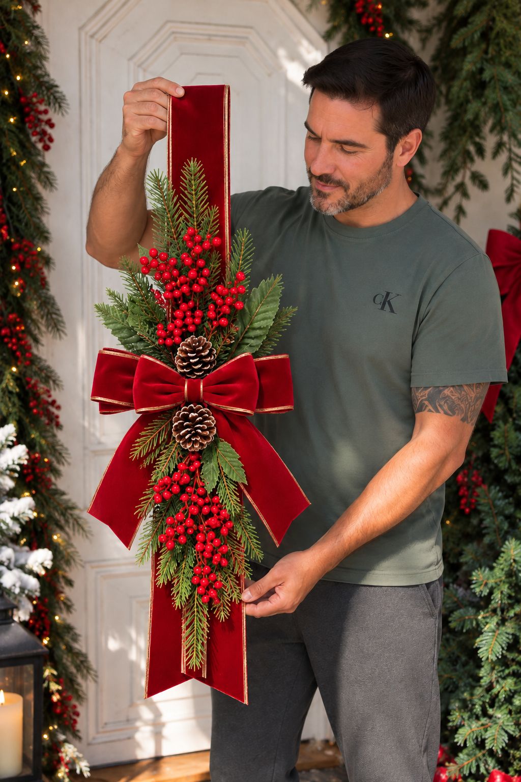 Handcrafted Christmas Door Swag