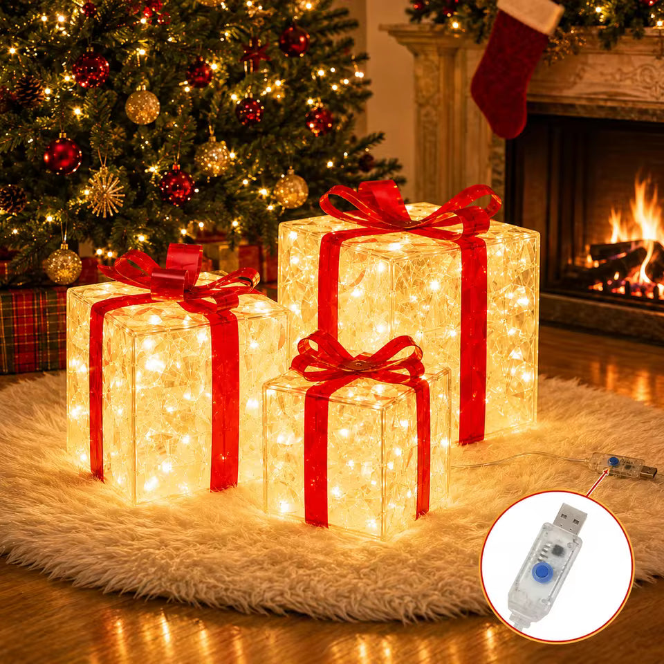 Enchanted Christmas Gift Box Lights – Set of 3