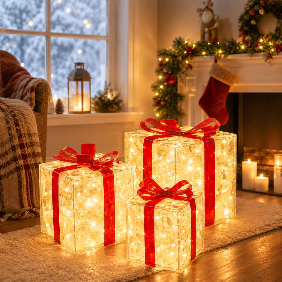 Enchanted Christmas Gift Box Lights – Set of 3