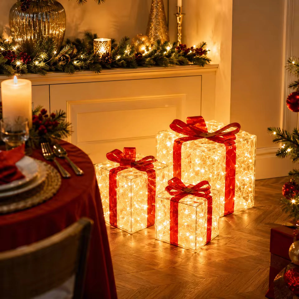 Enchanted Christmas Gift Box Lights – Set of 3